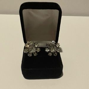 Vintage, Coro, Rhinestone, Floral, Screw Back, Earrings